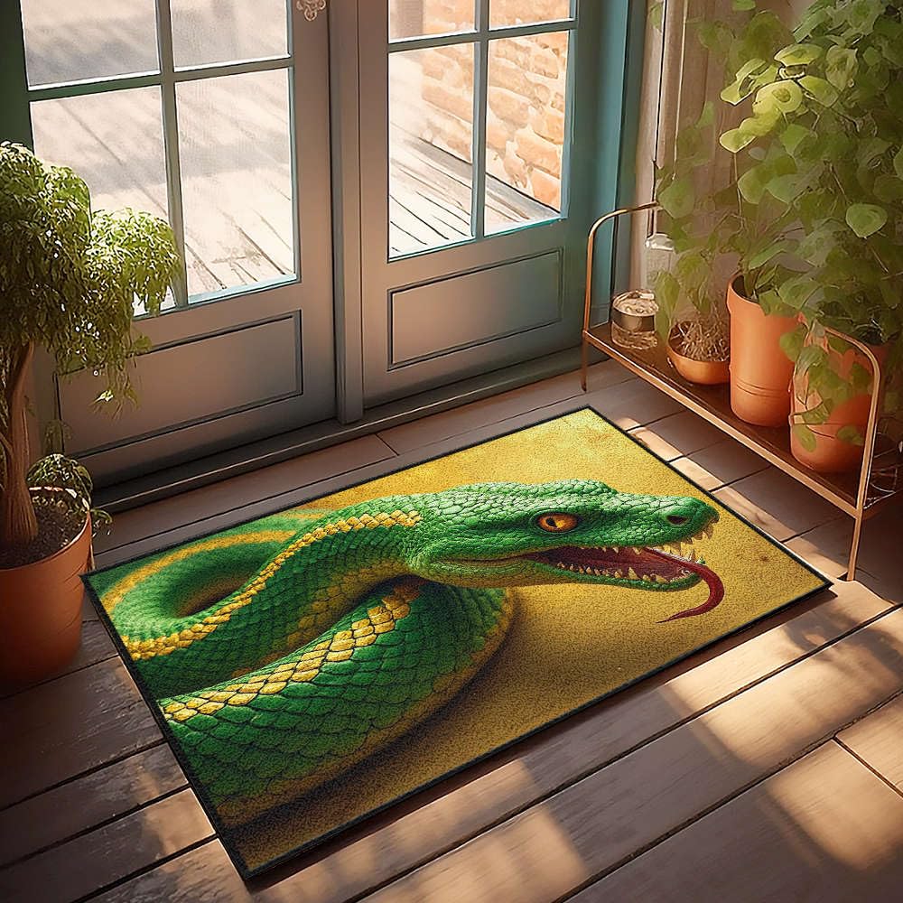 Paillasson Home Sweet Home serpent vert tapis entrée extérieur 65x90