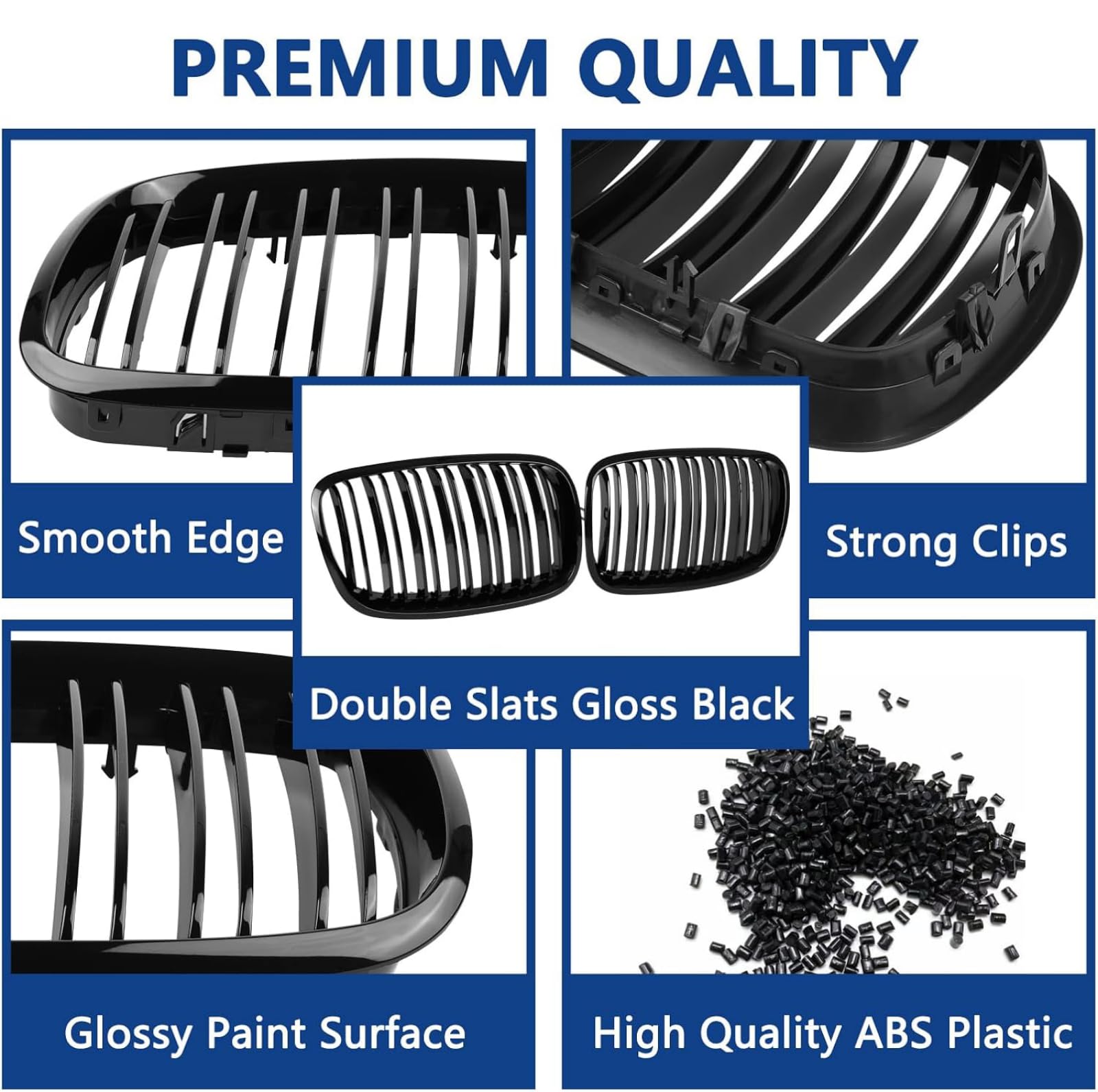 E70 Grille de Calandre pour BMW X5 X6 E70 E71, Calandre Sport Double Pont Barre, Brillant Noir Tendance E71 Calandre Avant 2007-2013 (pour X5 X6 2007-2013)