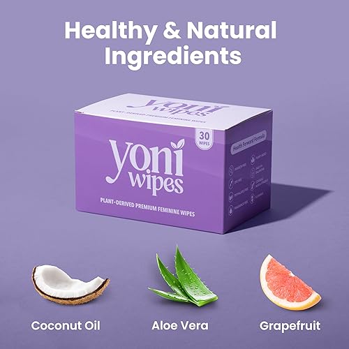 Miniatura 5 de 30 toallitas femeninas biodegradables y desechables, pH equilibrado, aloe vera y vitamina E, envueltas individualmente para viajes y uso sobre la