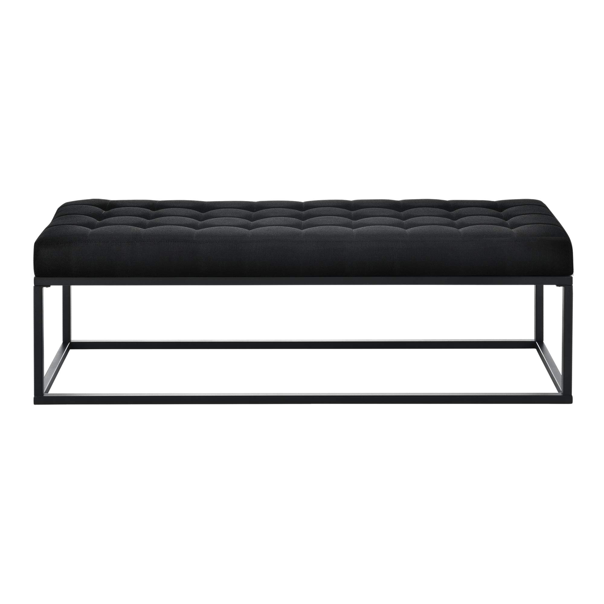 pro.tec Panca per Interni Rivestimento in Tessuto Ottomana Imbottita Trapuntata per Camera da Letto Ingresso Bar Panchina Fondoletto a 2 Posti di Seduta 120x40x38 cm Nero
