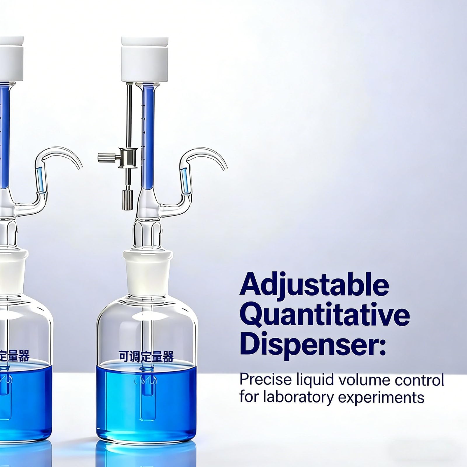 Botella de pipeta de vidrio, dispensador de líquido micro ajustable con perilla de control de acero inoxidable, herramienta de caída de precisión para pruebas y medición de laboratorio