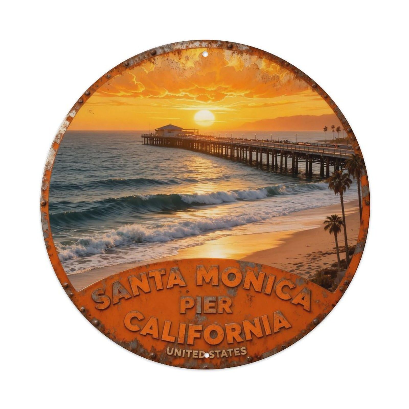 SANTA MONICA PIER CALIFORNIA Metal Tin Sign Plaque