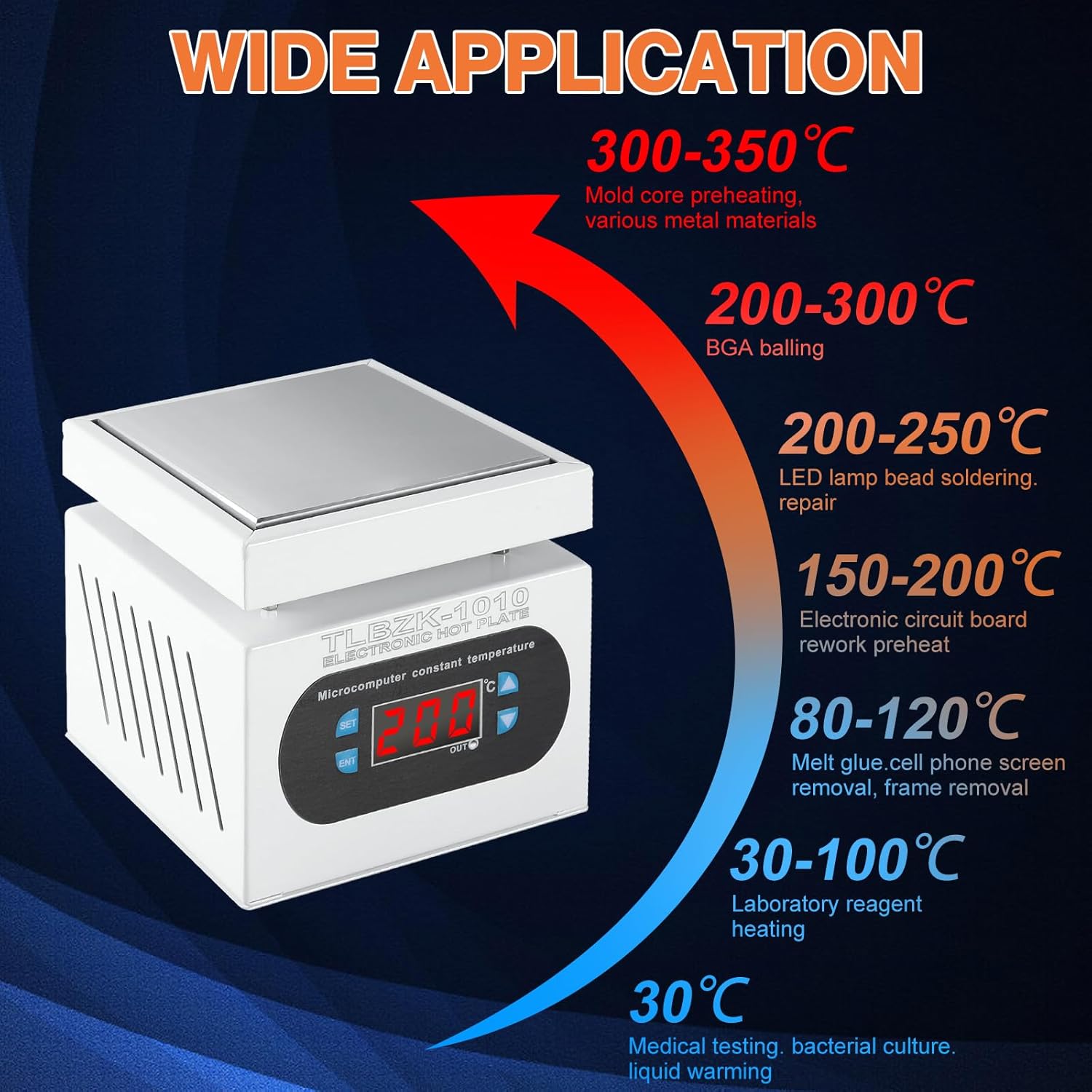 350W 110V Soldering Station Hot Plate, LED Microcomputer Electric Preheat Rework Heater Lab (100X100mm)