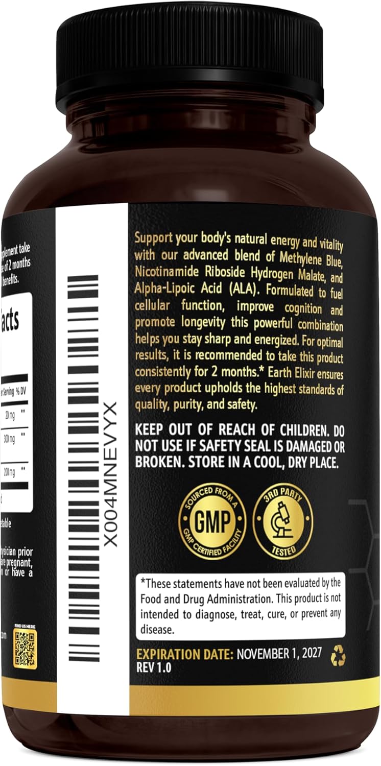 3-in-1 Methylene Blue Capsules – Methylene Blue Pharmaceutical Grade w/Alpha Lipoic Acid (ALA) & NAD Supplement for Energy, Cognitive & Cellular Support – 3 Month Supply & 3rd Party Tested - Image 7