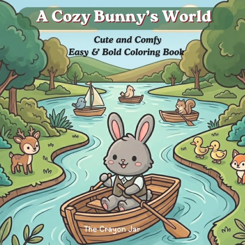 A Cozy Bunny's World: Cute and Comfy Easy & Bold Coloring Book for Teens and adults