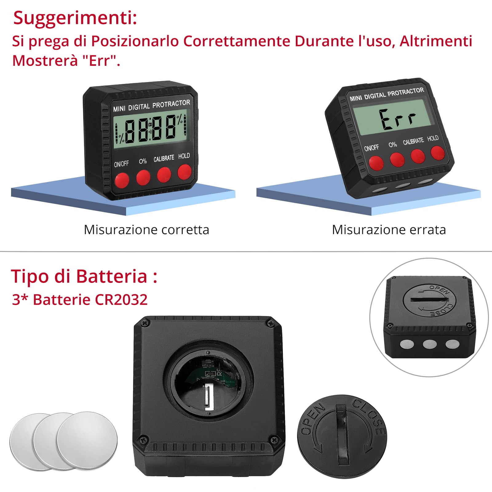 Goniometro Digitale XUNTOP - Misuratore Angoli 0-360°, Base Magnetica, Impermeabile IP65 - Foto 7