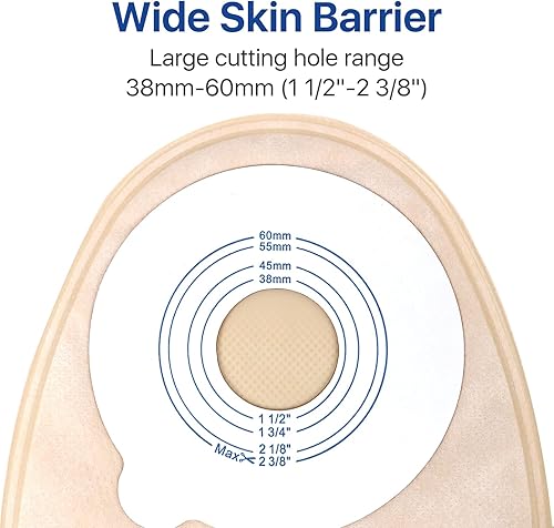 Miniatura 2 de OSTUPMED - 20 bolsas de colostomía de una pieza cerradas, bolsas drenables para iseostomía, cuidado del estoma, cortadas a medida, 1.496-2.362 in (1