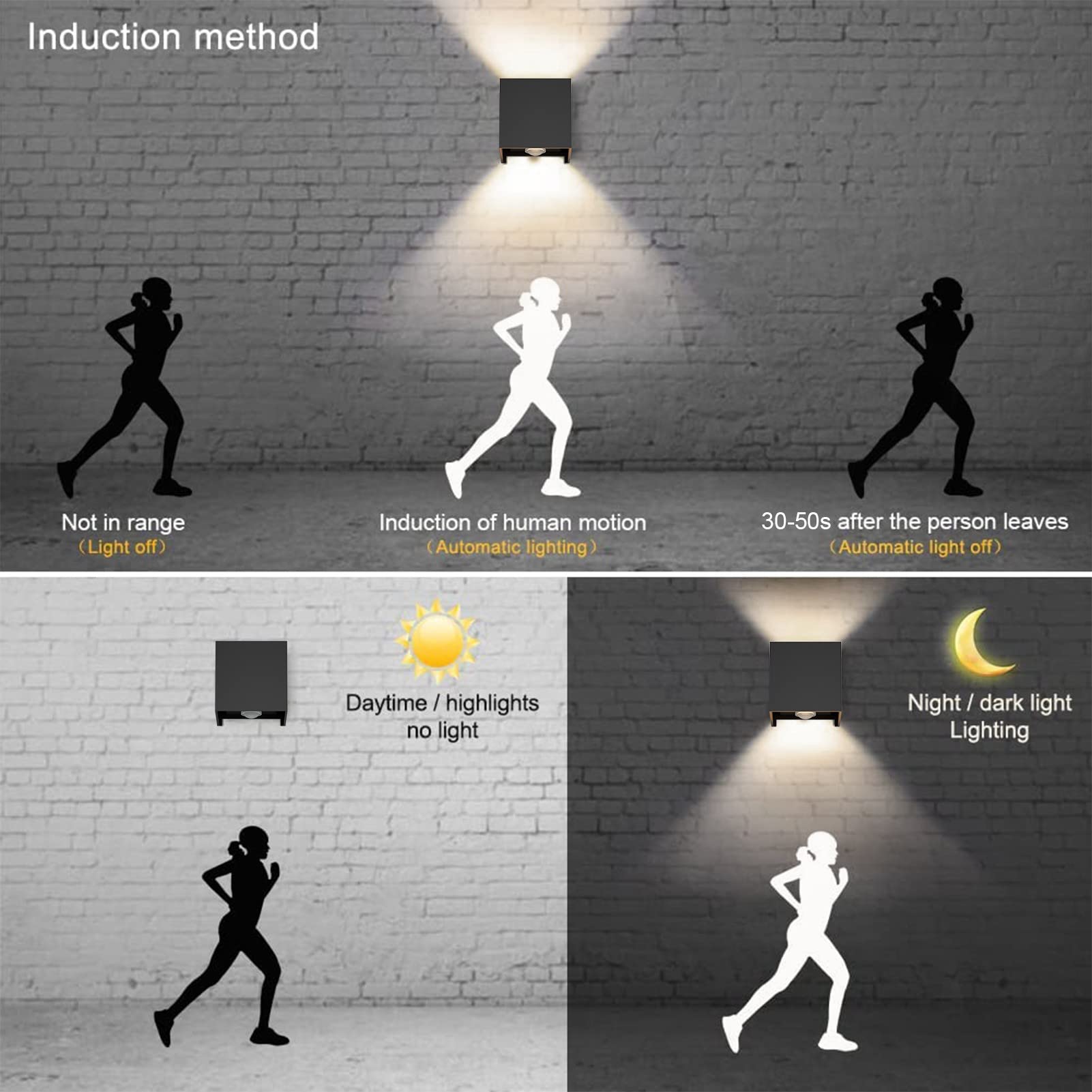 Klighten 2 Stück Aussenlampe mit Bewegungsmelder Naturweiß 4500K, Schwarz | mit Austauschbarer G9 Lampe, Einstellbarer Lichtstrahl, Wasserdicht IP54, Aluminium Außenwandleuchten für Garten, Terrassen