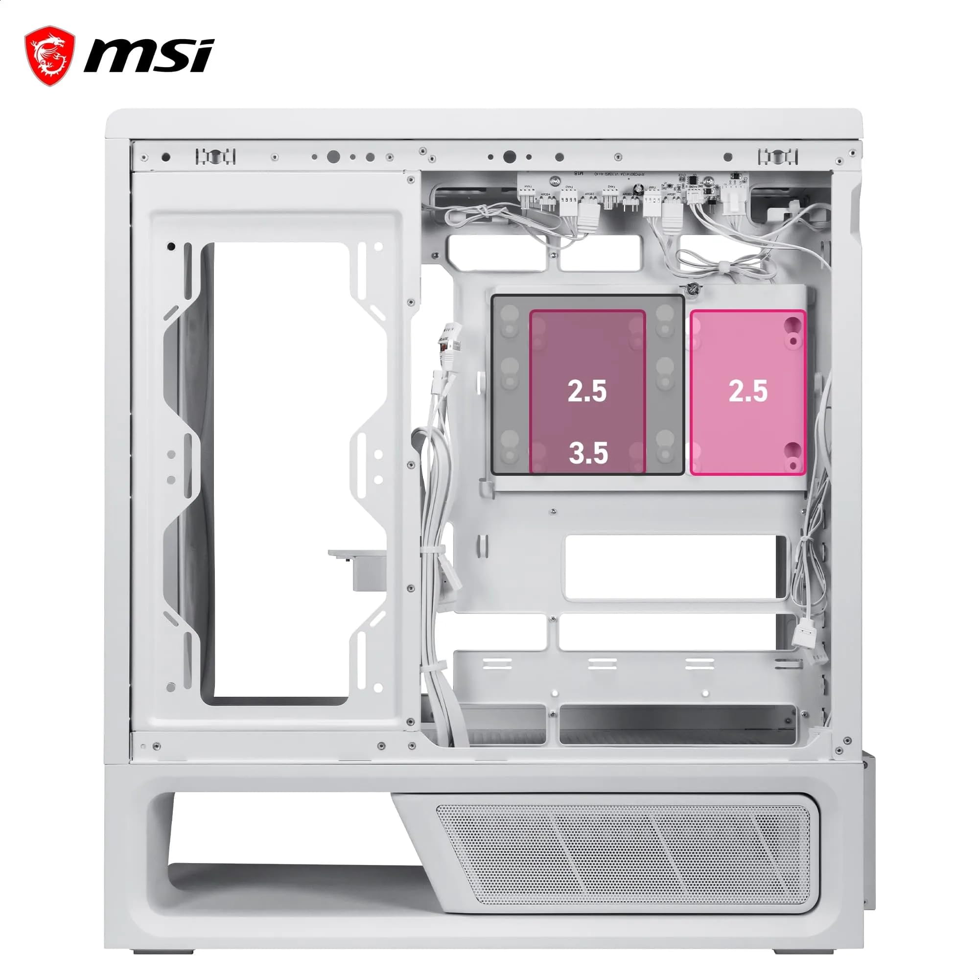 MPG VIXTA 300R PZ W Case PC | Mid-tower Gaming PC Case - Design base flottante - 2 ventole da 140 mm preinstallate e 1 ventola da 120 mm.