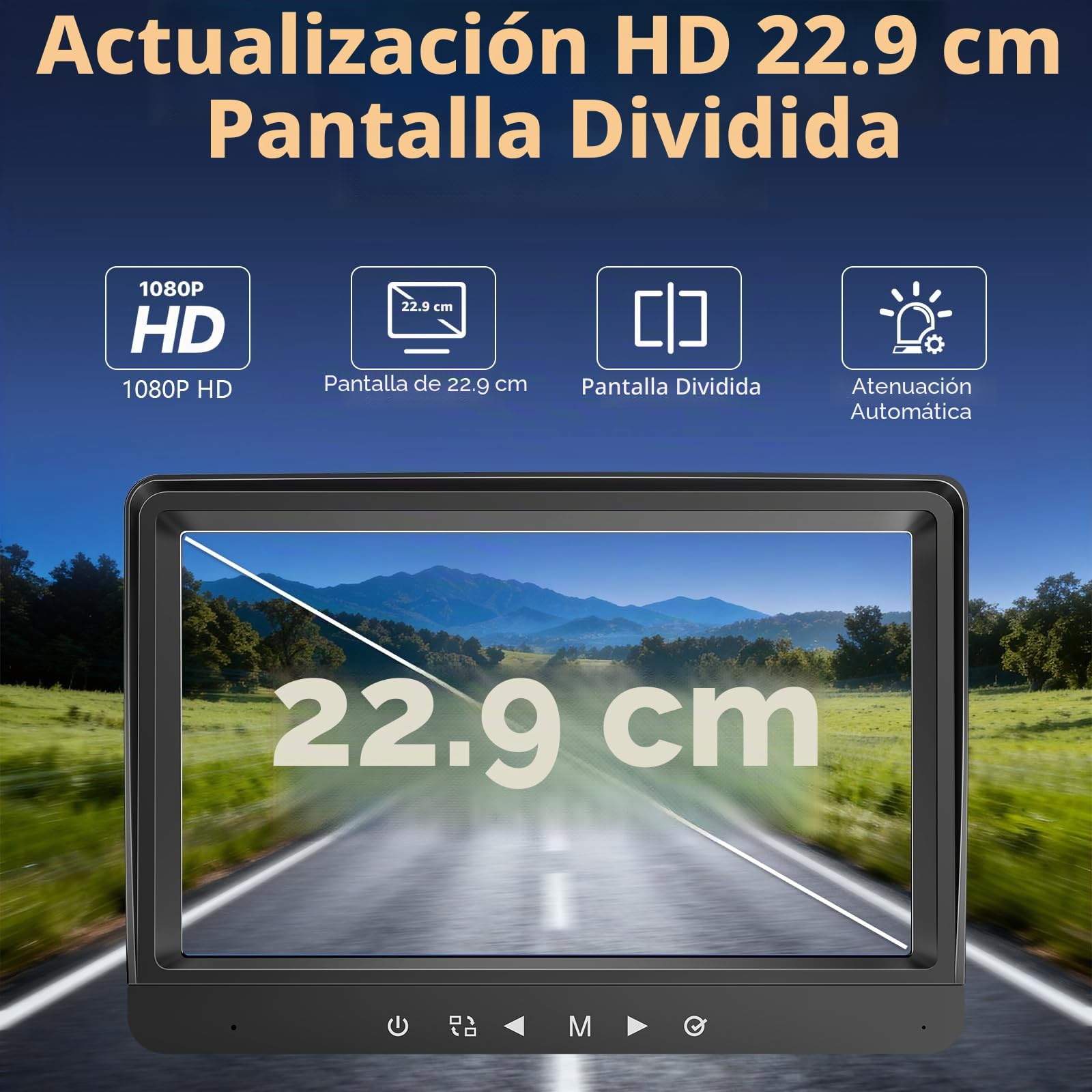 Camara Trasera Coche Inalambrica Solar, Magnética 10000mAh Recargable Batería Cámara Marcha Atras con 1080P 9'' Monitor, Impermeable, Visión Nocturna, para Coche, Camión, Caravana(VS-9A)