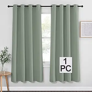 NICETOWN Sage Green Blackout Family Home Curtain - Grommet Thermal Insulated Room Darkening Window Treatment Sound & Light Blocking Drape for Bedroom/Living Room (W52 x L72, 1 Panel)