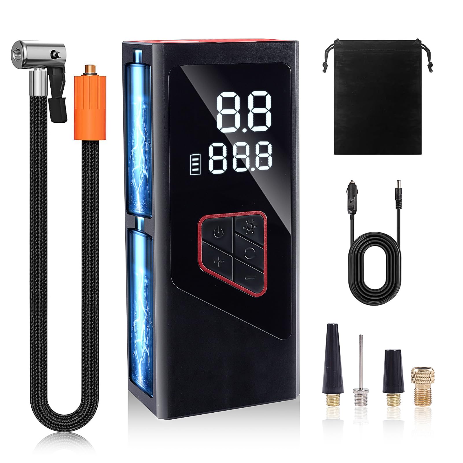 Gonfleur De Pneu Portable, Compresseur D'Air Sans Fil Avec Affichage À Led, Gonflage Rapide De