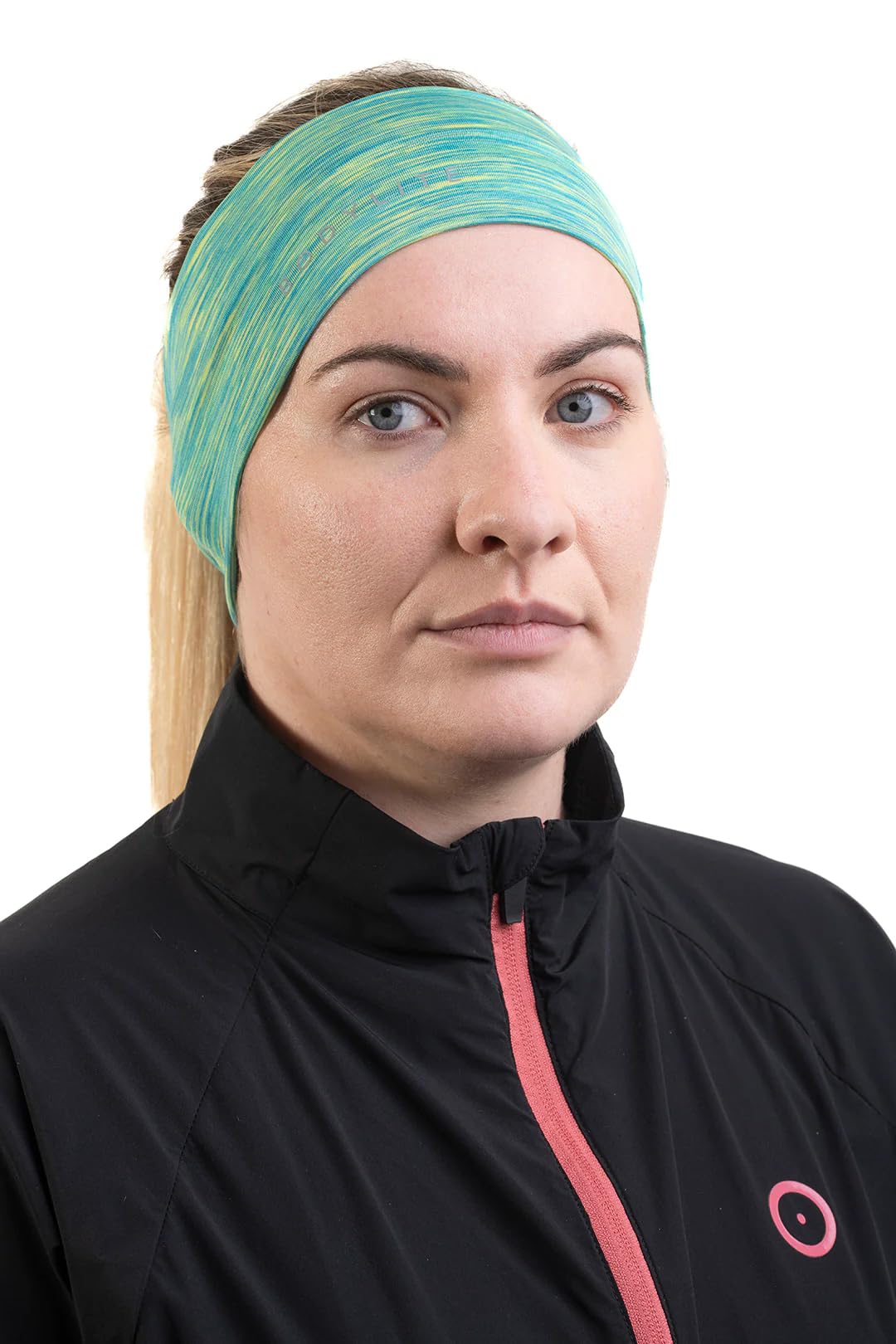 Bodylite Summer Running Adults's Headband, 100% Polyester, Breathable, Reflective Logo, High Visibility, Seamless for Comfort, Green, One size