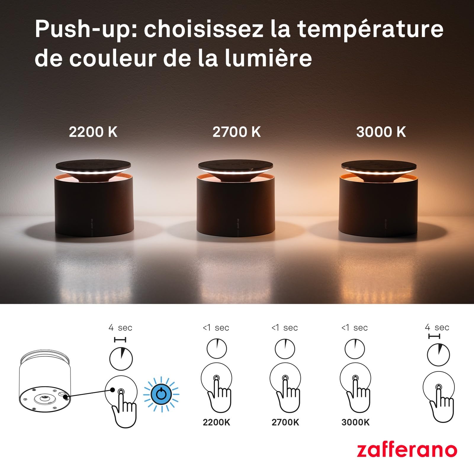 Zafferano, Lampe Push-Up, Lampe de Table Rechargeable et Sans Fil avec Contrôle Tactile, Utilisable également comme Lampe d'Extérieur, Dimmer 2200-3000 K, Hauteur 80-100 cm, Couleur Corten