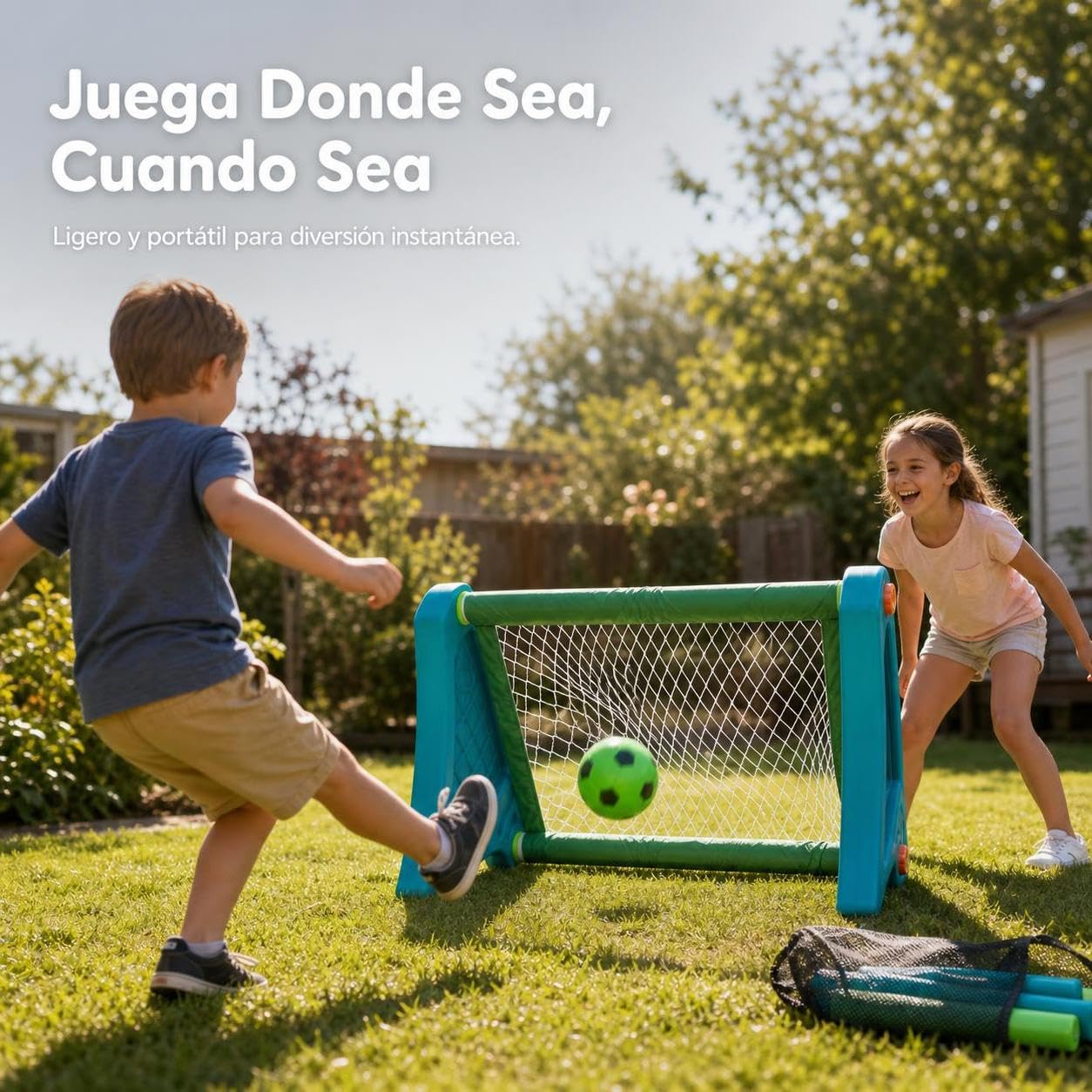 Portería Fútbol Pequeña Portátil para Niños, Juego Infantil Plástico para Interior y Exterior, para el Juego