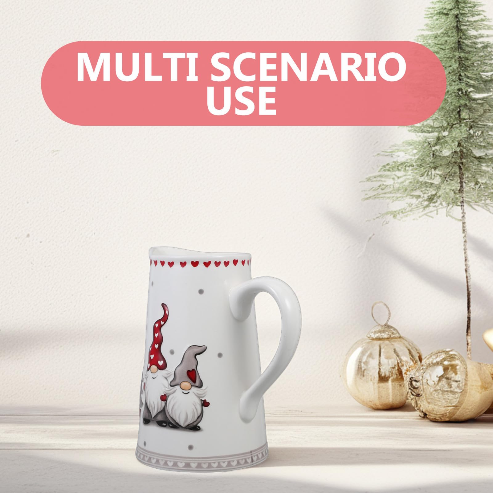 minkissy Pichet Léger Poignée à Eau en Céramique de Grosse Capacité Design Nordique Créatif pour Fêtes Quotidiennes
