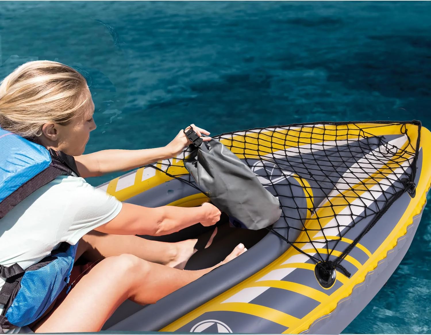 Kayak Hinchable 2 plazas Double Inflatable Kayak, MAX 180kg with Oars and Pump Portable Barca Hinchable Kayak with Inflatable Seats Carrying Bag for Lake River Outdoor