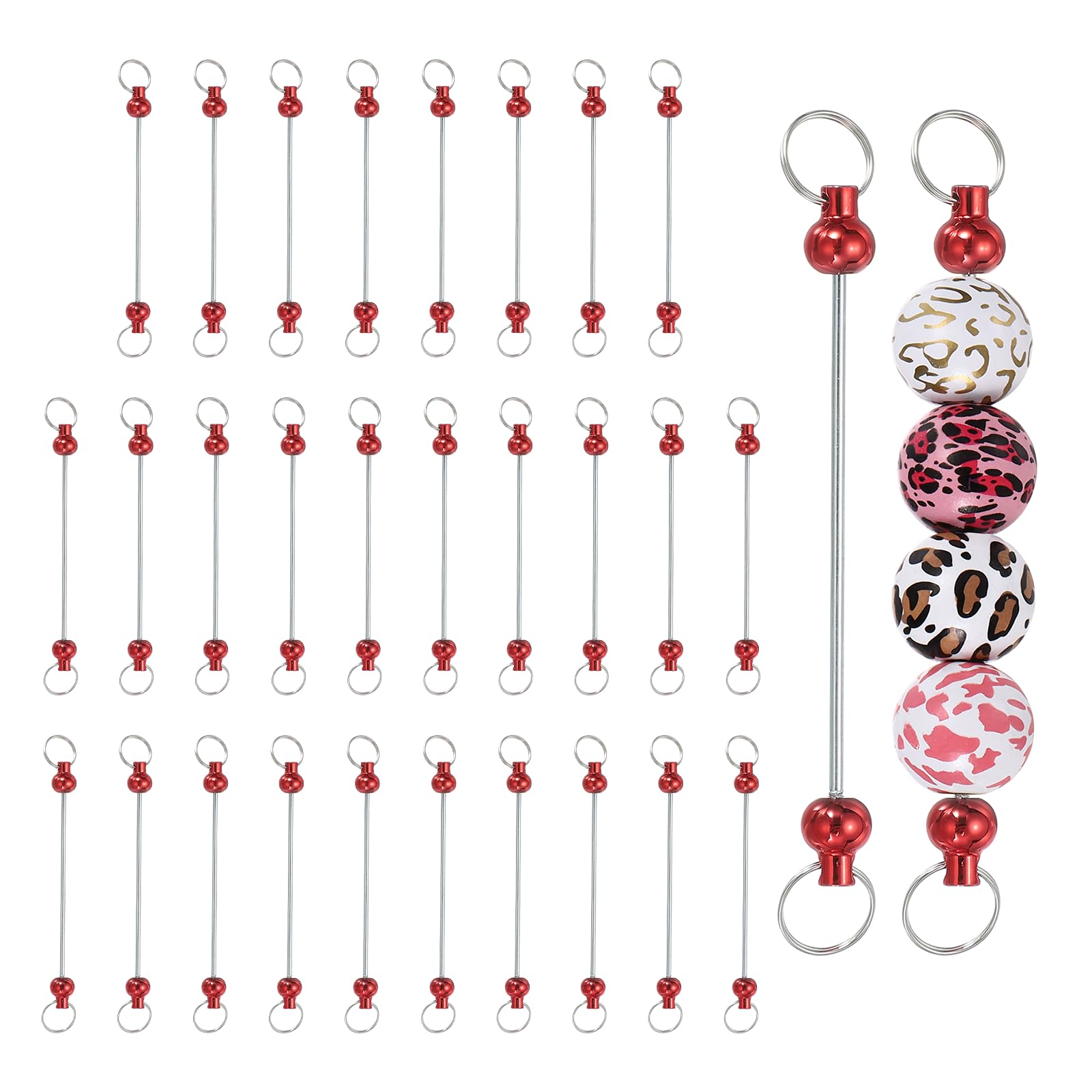 Porte-clés à perles vierges rouge PATIKIL, support bijoux DIY et loisirs créatifs, lot 30
