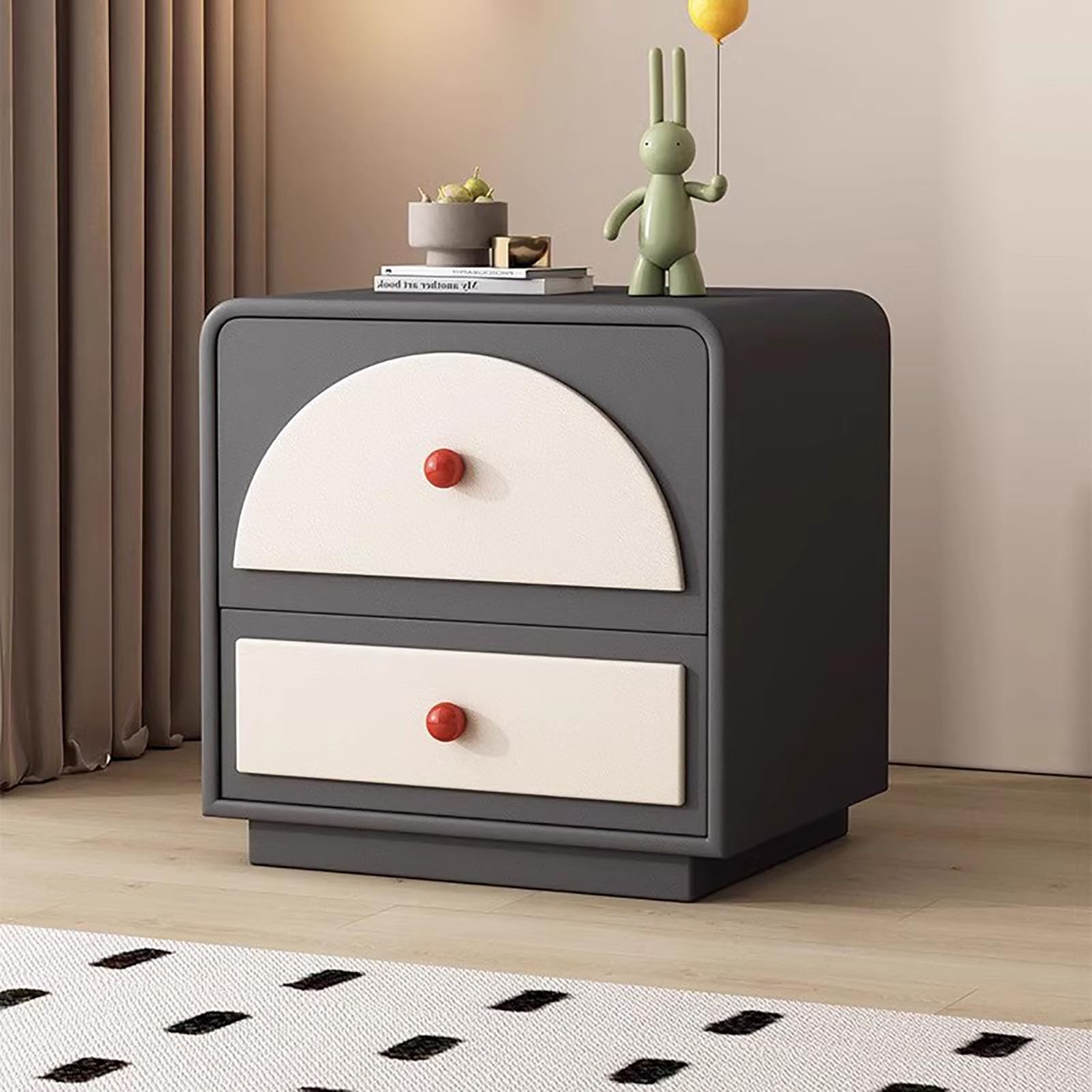 SXZenSpace Modern Originality Nightstand,2-Layer Solid Wood Bedside Table Fashion Side Installation Free End for Bedroom Study,D,50x40x50cm(20x16x20inch)