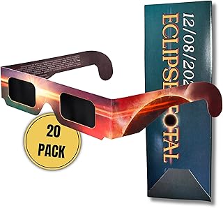 Lot de 20 Lunettes D'éclipse Solaires ISO 12312-2 | Filtre Eclipse Solaire Certifiées ISO 12312-2 et Certifiées CE pour Protection voir l'éclipse | Éclipse solaire En France août 2026