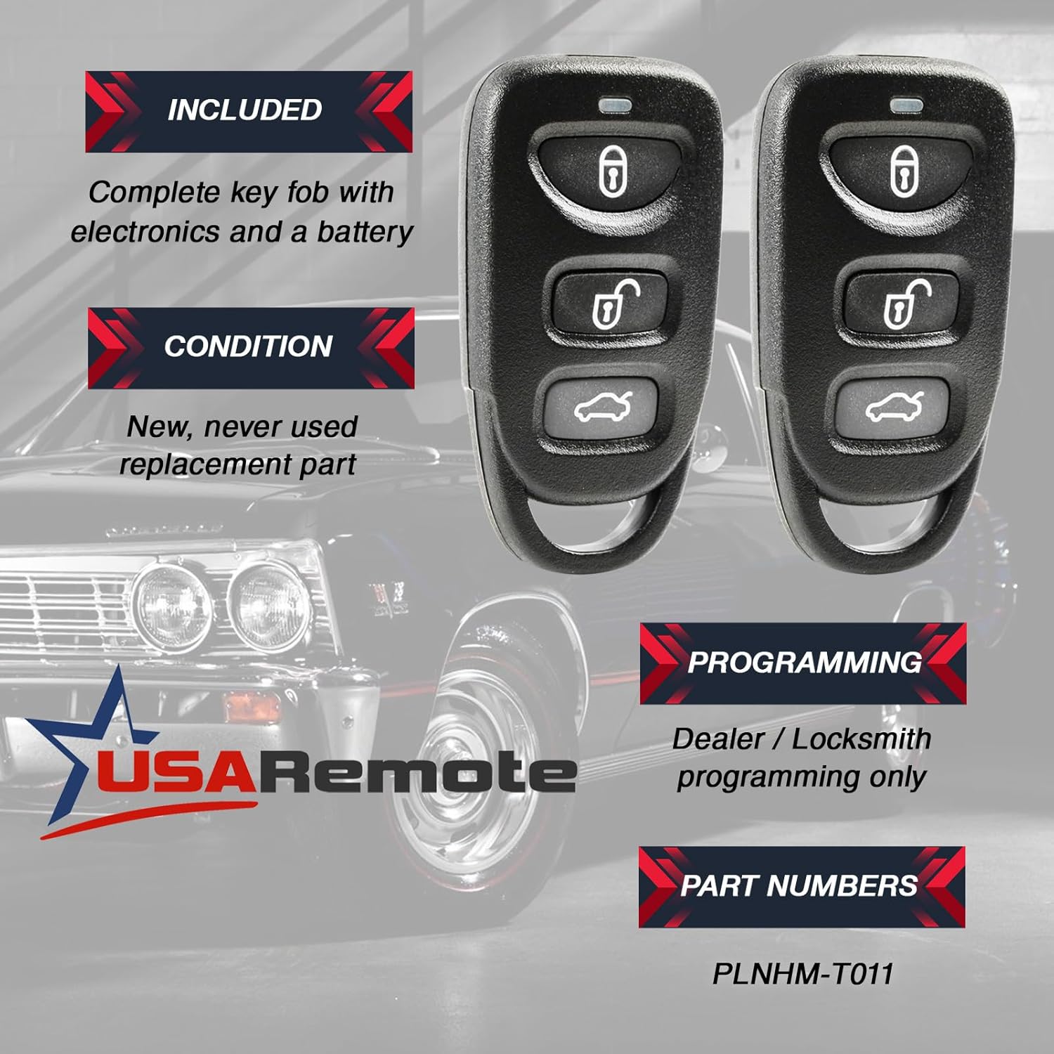 fits 2007-2009 Kia Sorento / 2007-2011 Kia Rondo Key Fob Keyless Entry Remote (PLNHM-T011), Set of 2