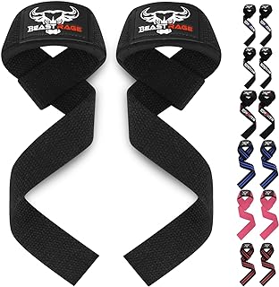 BEAST RAGE Straps Palestra Cinghie per Sollevamento Pesi Imbottite, Supporto per i Polsi, Cinghie per Fitness e Palestra, con Presa Flessibile Gel Fasce Polsi Accessori