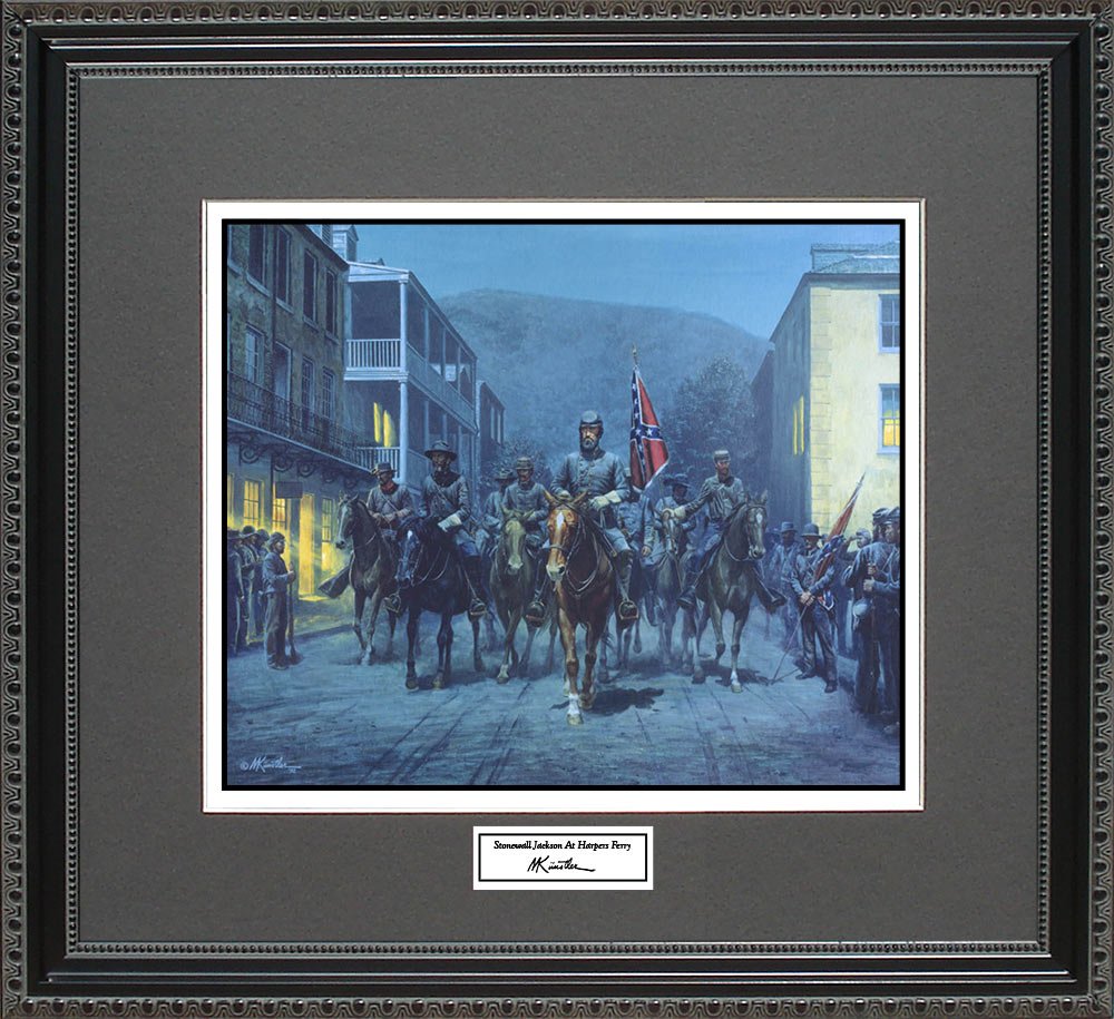 BigOfficeArt Mort Kunstler Stonewall Jackson at Harpers Ferry Framed Wall Art Civil War Print, 18x16