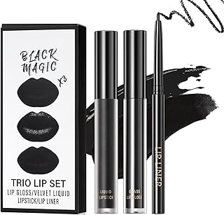 Juego de lápiz labial negro y delineador de l...