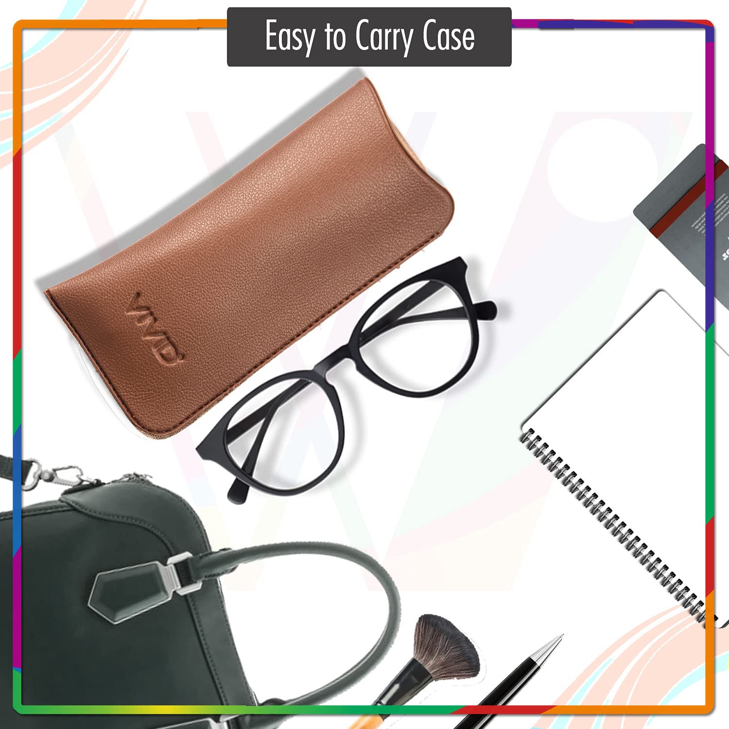 VIVID Vision Unisex Adult Lightweight Eyewear Specs Case Cover | Protect Eye Glasses | Chashma Dibbi | Spectacle Box | Open Flap | Artificial Leather | D-14 | Black-Brown 1