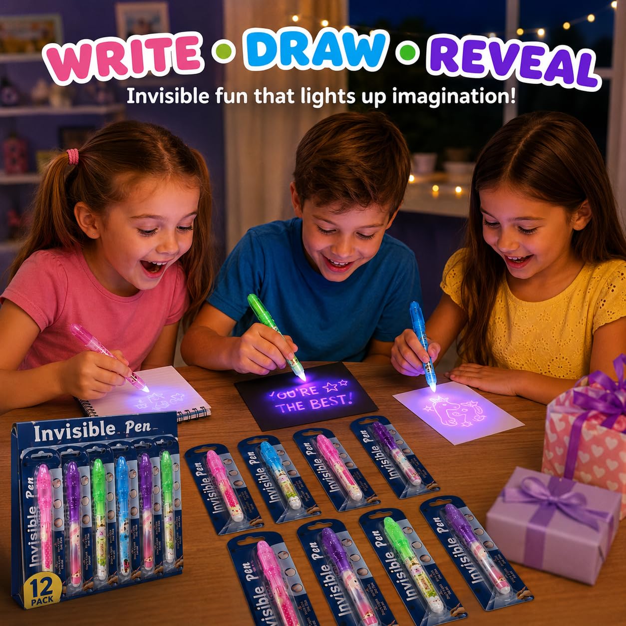 MONKEYTAIL Birthday Return Gift for Kids, 12 Pcs Invisible Ink Magic Pens with UV Light | Secret Message Pen, Fun Magic Toy & Party Favors for Boys & Girls 4