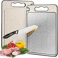 Tábua de Corte Inox 304 Dupla Face com Afiador Integrado – Antibacteriana, Antiderrapante e Fácil de Limpar | Ideal para Carnes, Frutas e Legumes