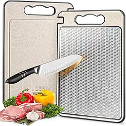 Tábua de Corte Inox 304 Dupla Face com Afiador Integrado – Antibacteriana, Antiderrapante e Fácil de Limpar | Ideal para Carnes, Frutas e Legumes