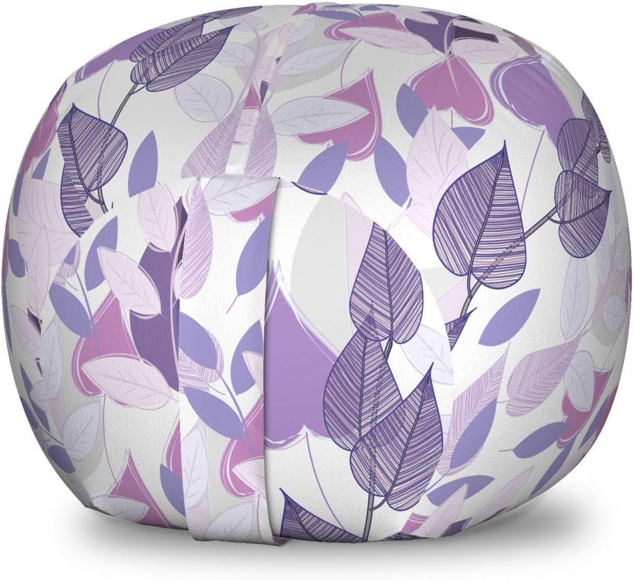 Ambesonne Floral Storage Toy Bag Chair, Foliage Leaves in Purple Tones Soft Leafage Vintage Abstract Nature, Stuffed Animal Organizer Washable Bag, Small Size, Lavender Pale Grey Lilac