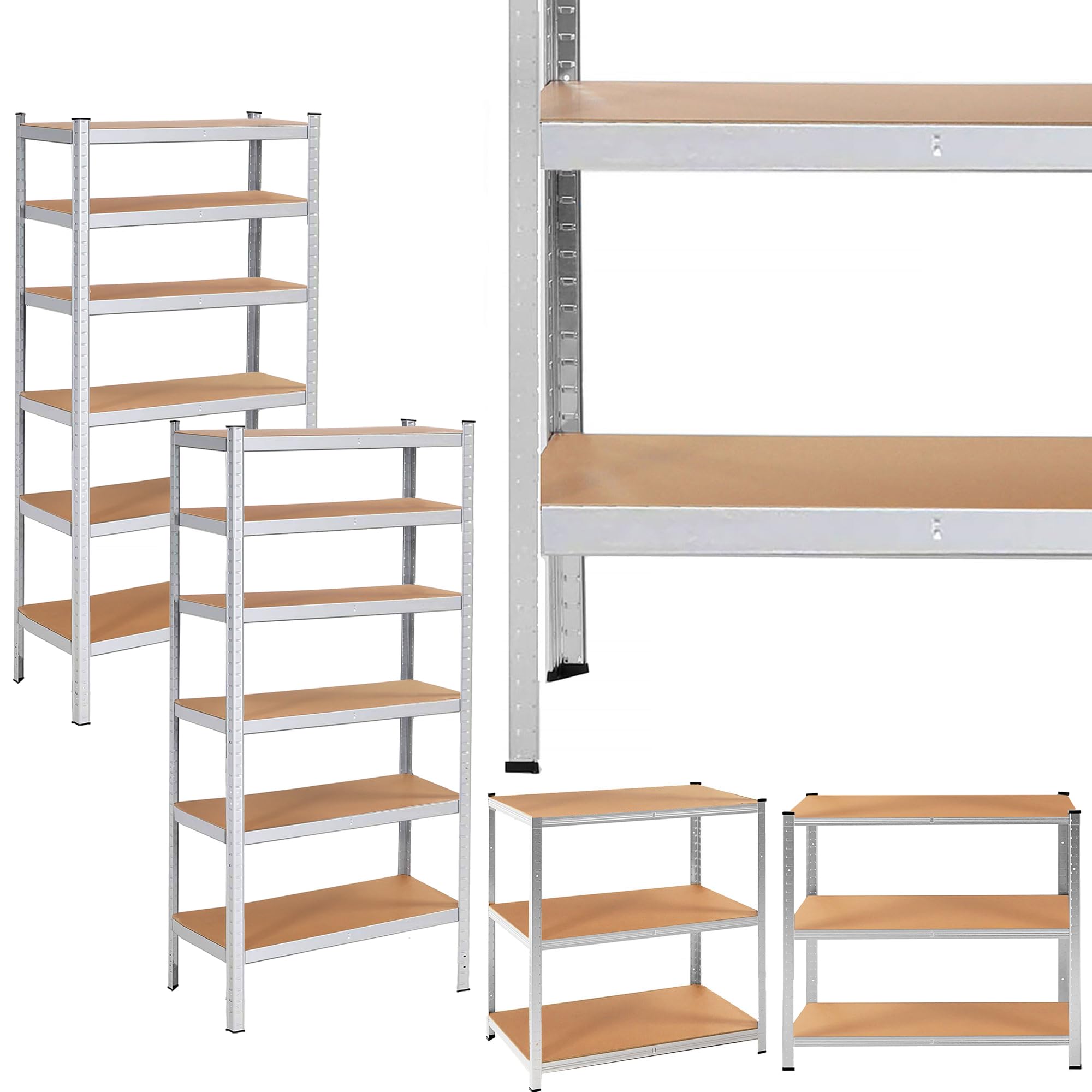 SPRINGOS Scaffali in metallo per carichi pesanti, 110 x 225 x 50 cm, 2 pezzi