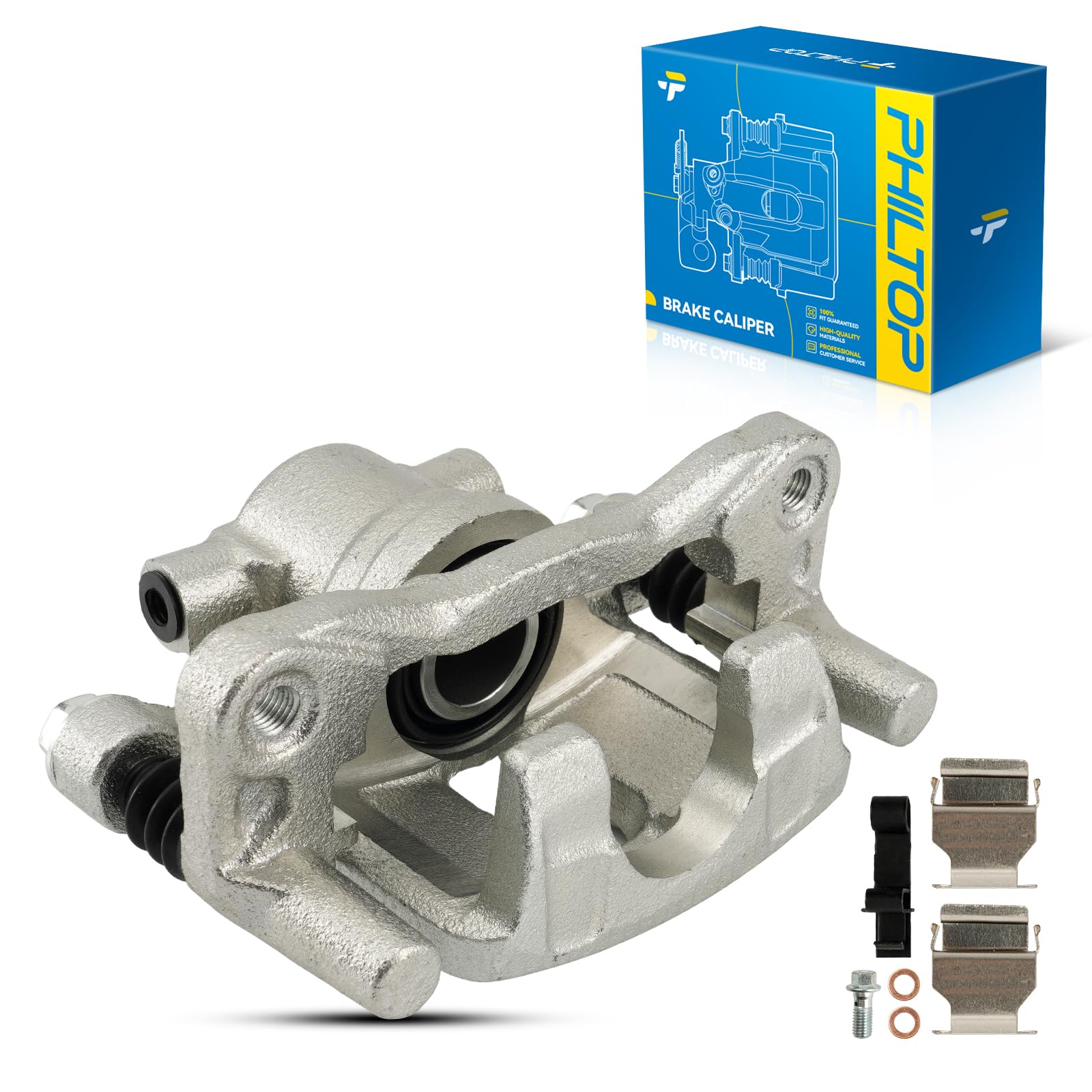 PHILTOP Rear Right Brake Caliper Fit Jeep Chrysler Dodge For 2007-2017 Patriot/Compass, 2008-2014 Avenger, 2011-2014 200, Caliber, Sebring, Lancer ES, 18B5038 Rear Right Passenger Side