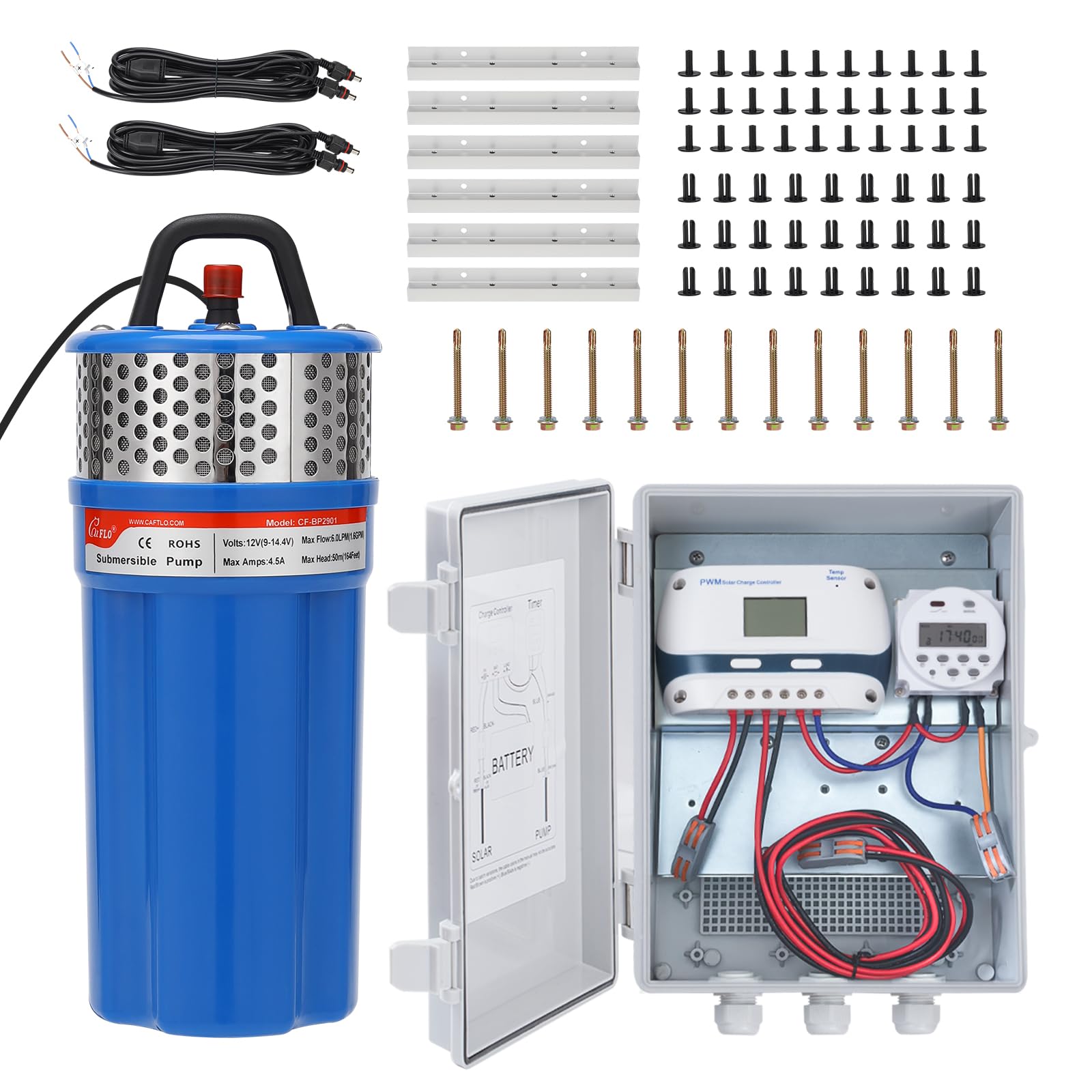 Kit de bomba de agua solar, sistema de bomba sumergible de pozo profundo de