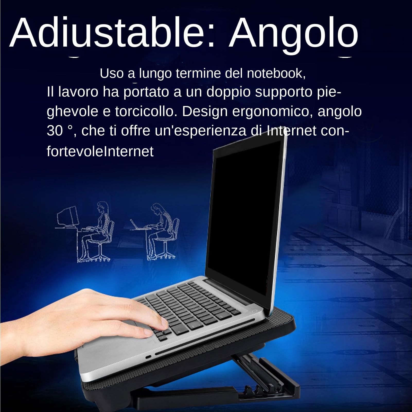 Stand Fan pour ordinateur portable 15,6 pouces Silent Cooling Pad