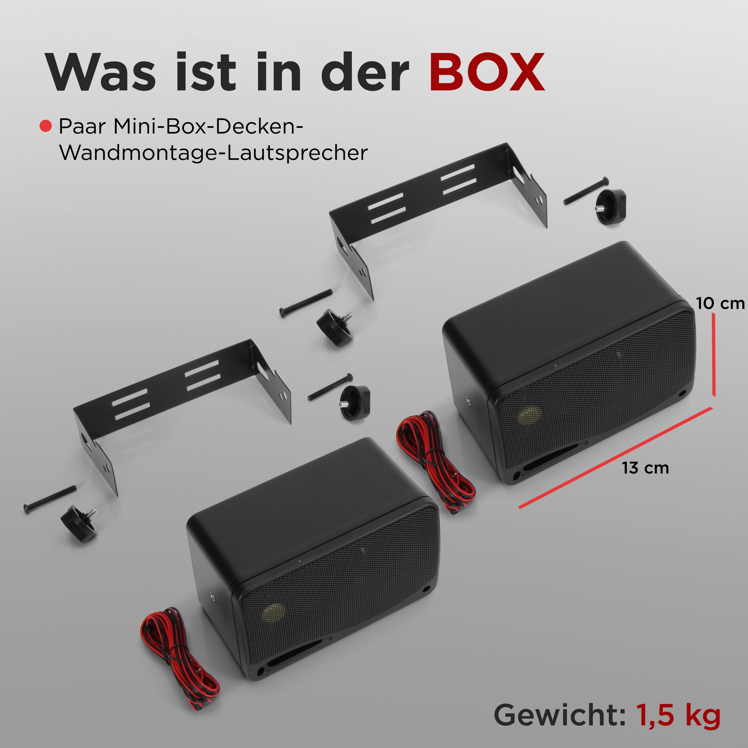 Pyle Mini Lautsprecher, 200 Watt Musikbox - Montierbar oder Tragbar, 3-Wege Sound Speaker, 2x Robuste Schwarz