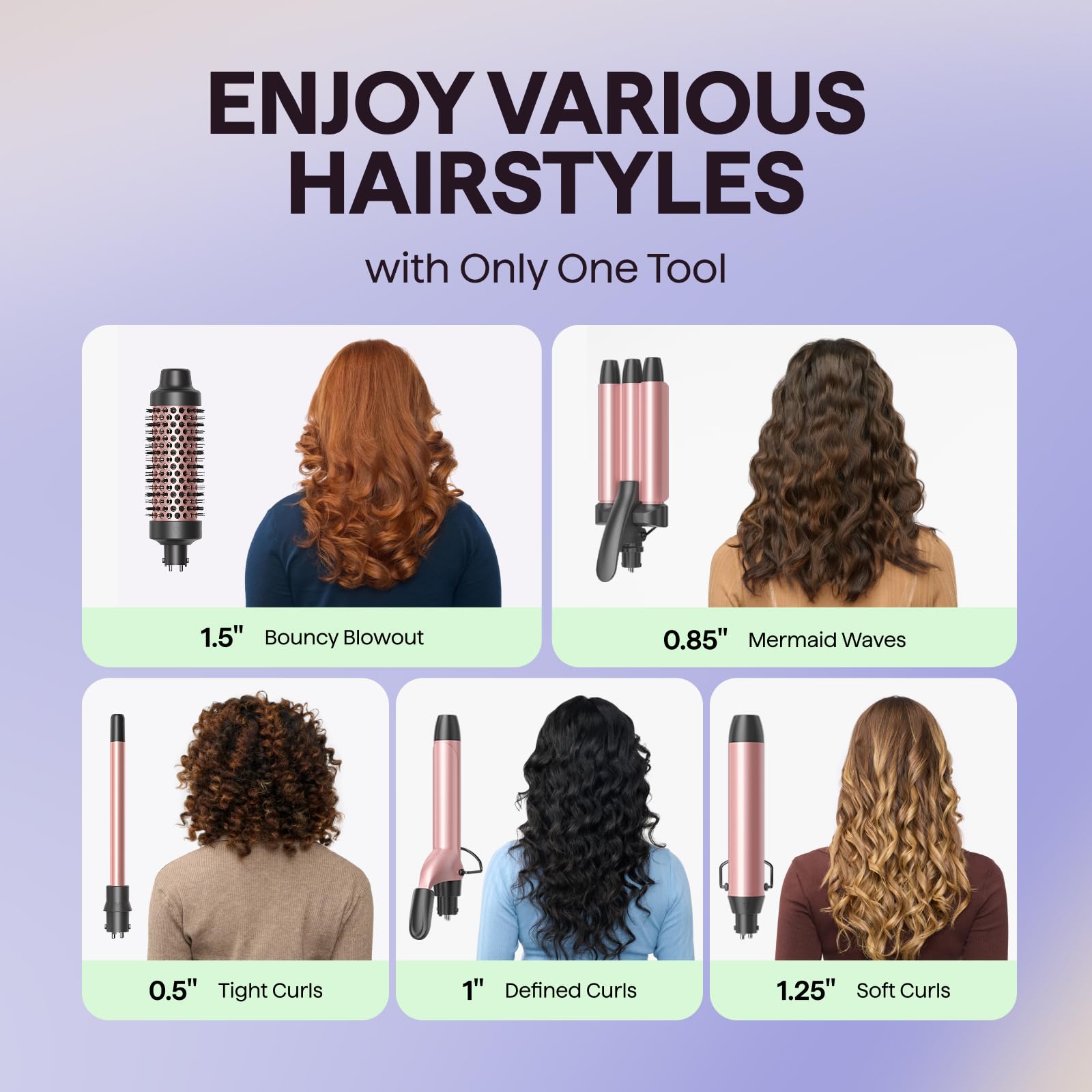 Wavytalk 5-in-1 Interchangeable Ceramic Curling Wand Set