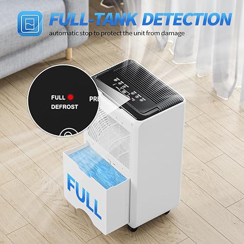 Miniatura 6 de AIRPLUS Deshumidificador para sótano  4,500 pies cuadrados 70 pintas, deshumidificador multifuncional con manguera de drenaje y función de apagado