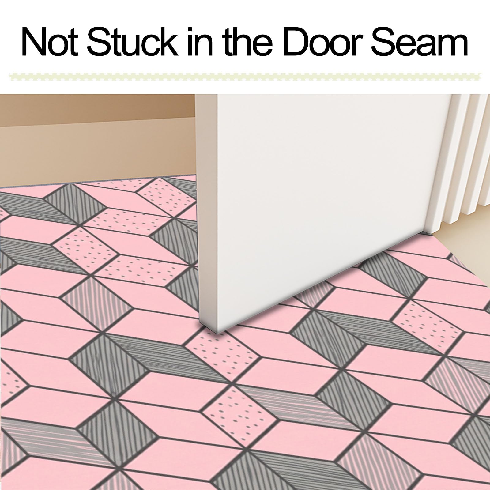 Zerbino 90X150Cm Per Interni Ed Esterni, Texture Di Cubi Moderni, Tappetino Lavabile In Lavatrice, Zerbini Resistente Morbido Antiscivolo, Geometria Della Moda, Tappeto Ingresso, Rosa
