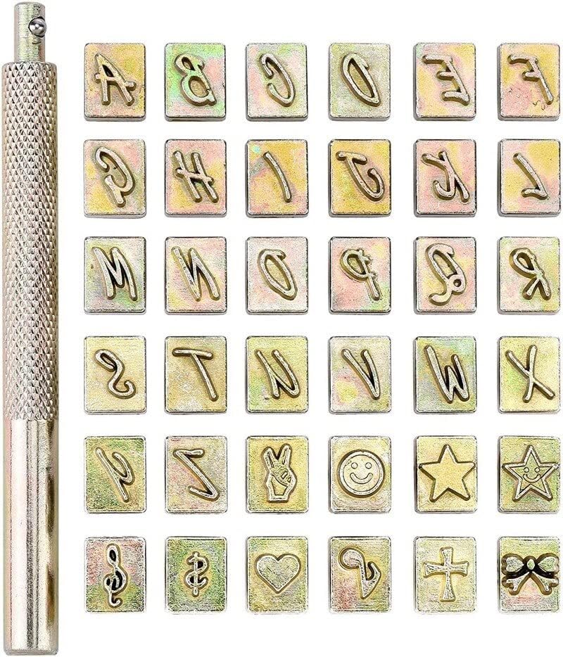 36pcs Leather Alphabet Symbol Stamping Set Letter Printing Tool Leather Carving Punching Custom Logo Steel Stamps Art Font