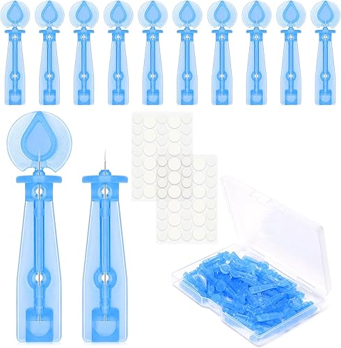 50 calcomanías desechables para el acné y 72 puntos para espinillas  Herramienta de recogida de agujas de espinillas ultrafinas para el acné