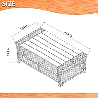 Vista 3 de Atlantic Mesa de centro de mimbre sintética negra de hibisco con tapa de madera de plástico
