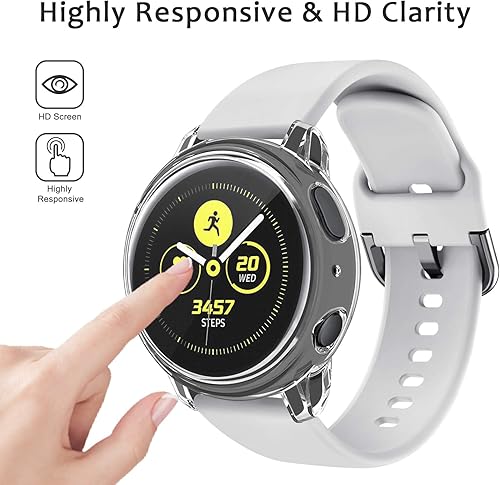 Miniatura 5 de Amzpas Paquete de 4 Compatible con Samsung Galaxy Watch Active 2 Funda protectora de pantalla de 1.575 pulgadas, TPU suave cubierta completa para