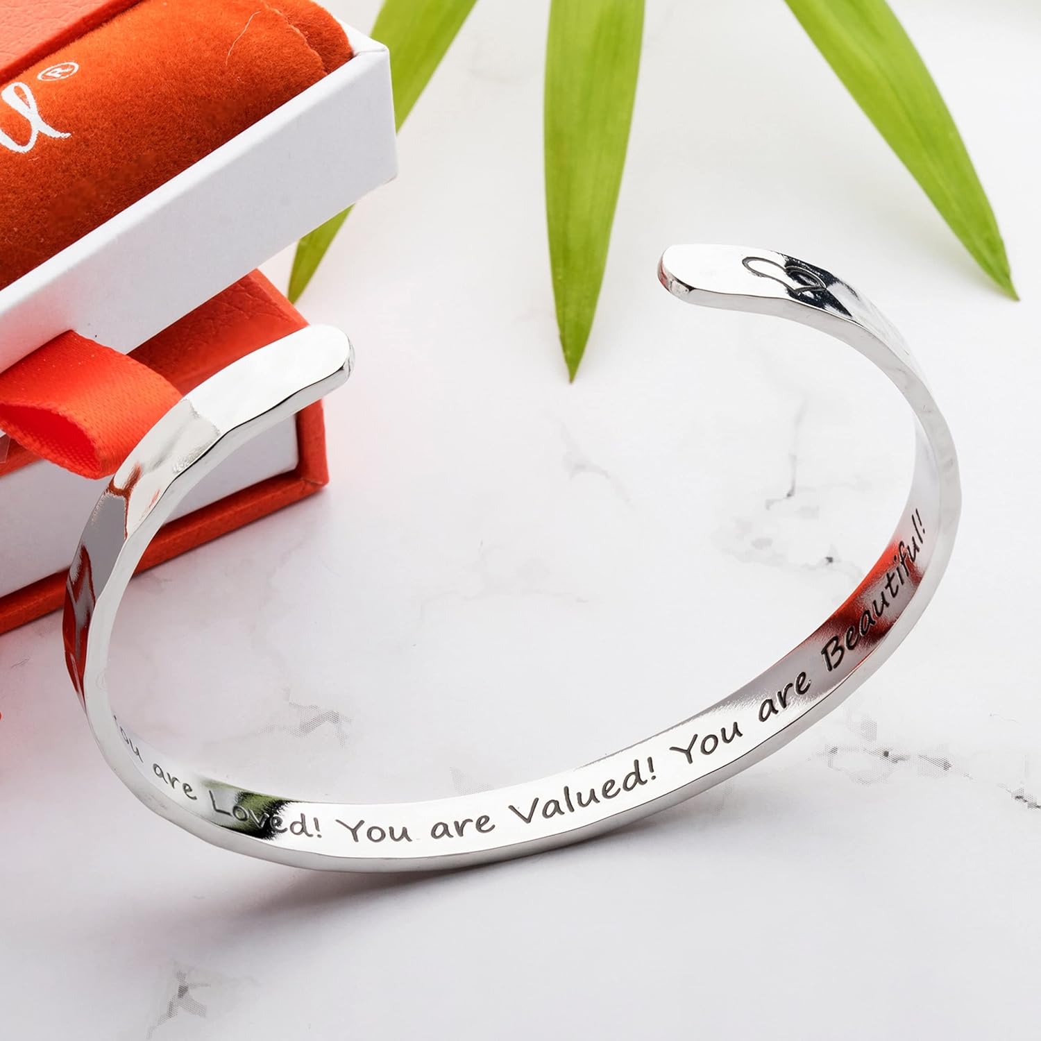 Carviell Engraved Cuff Bracelets for Women – Inspirational, Friendship, Love, Mom, Daughter, Sister, Christian, Graduation, Memorial & Wedding Gifts – 80+ Phrases – Stainless Steel, Gift-Ready - Image 3