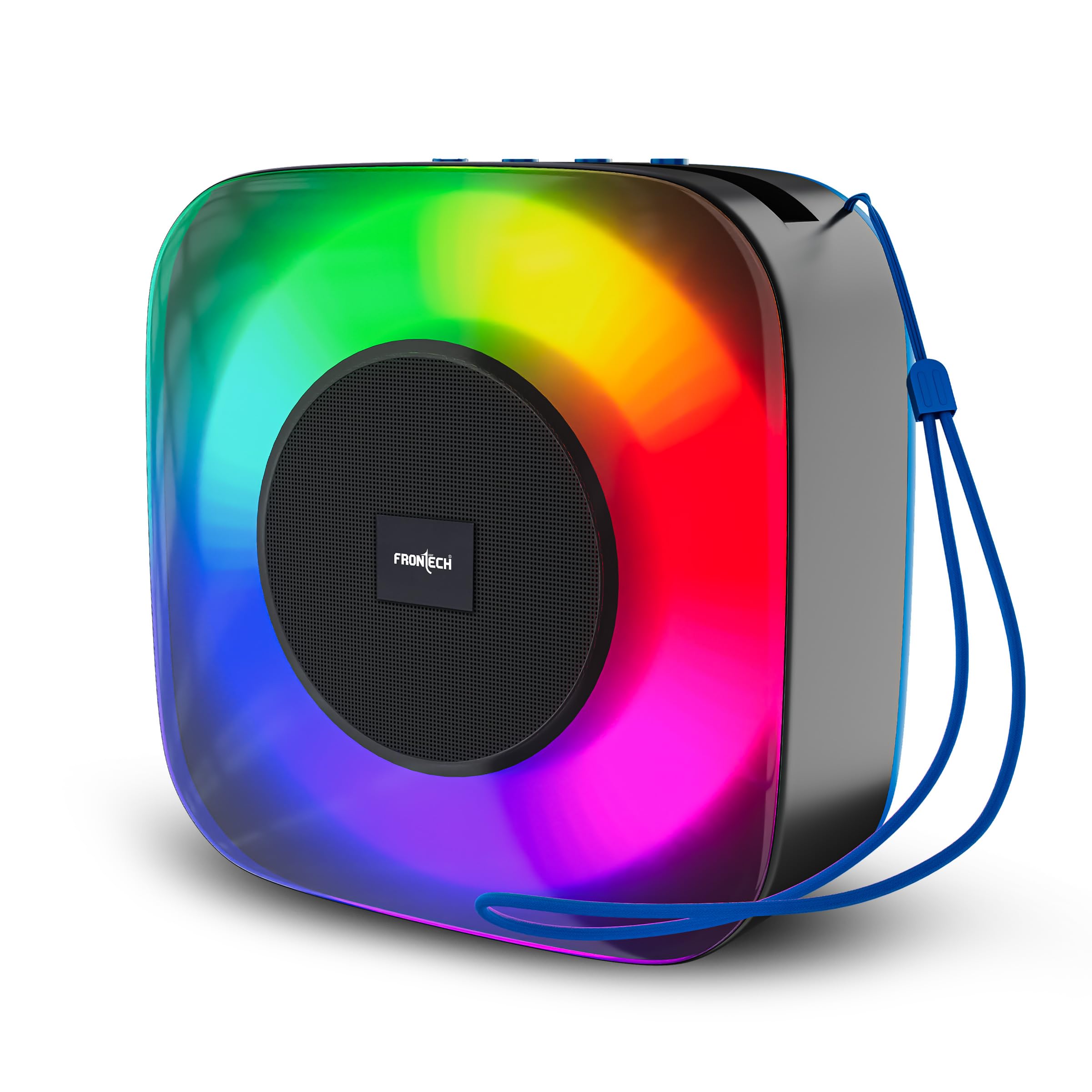 FRONTECH 15W Portable Wireless Multimedia Speaker with Bluetooth 5.3, FM, USB, TF Card, Mobile Holder, RGB LED Lights, 6 Hrs Playback, 1000mAh Battery, 1 Year Warranty (Blue)-image-39