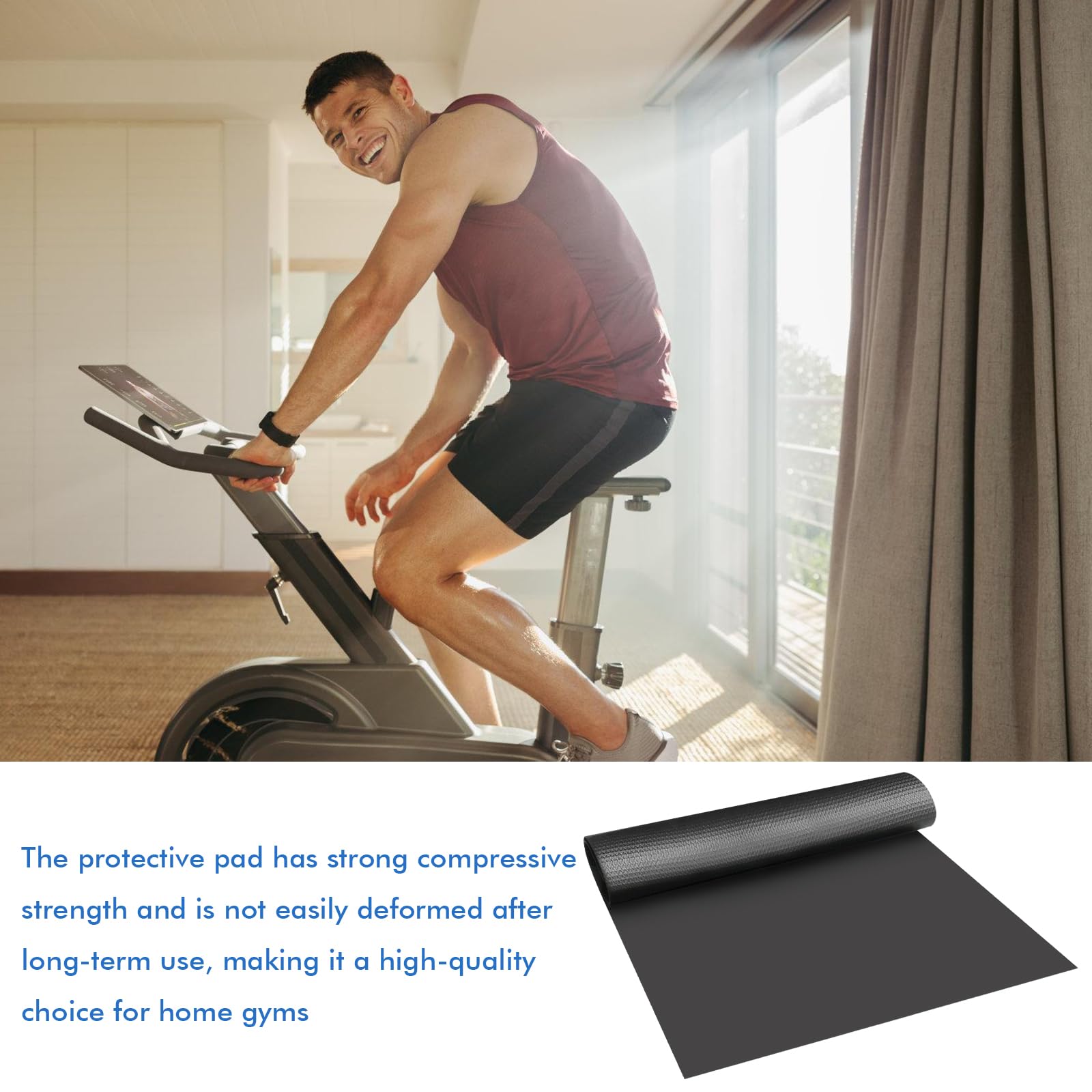 Tappetino protettivo per tapis roulant: 2 pezzi, 60 x 30 cm, tappetino antiscivolo da 3 mm, tappetino di protezione per attrezzature sportive, tappetino antiurto per cross trainer