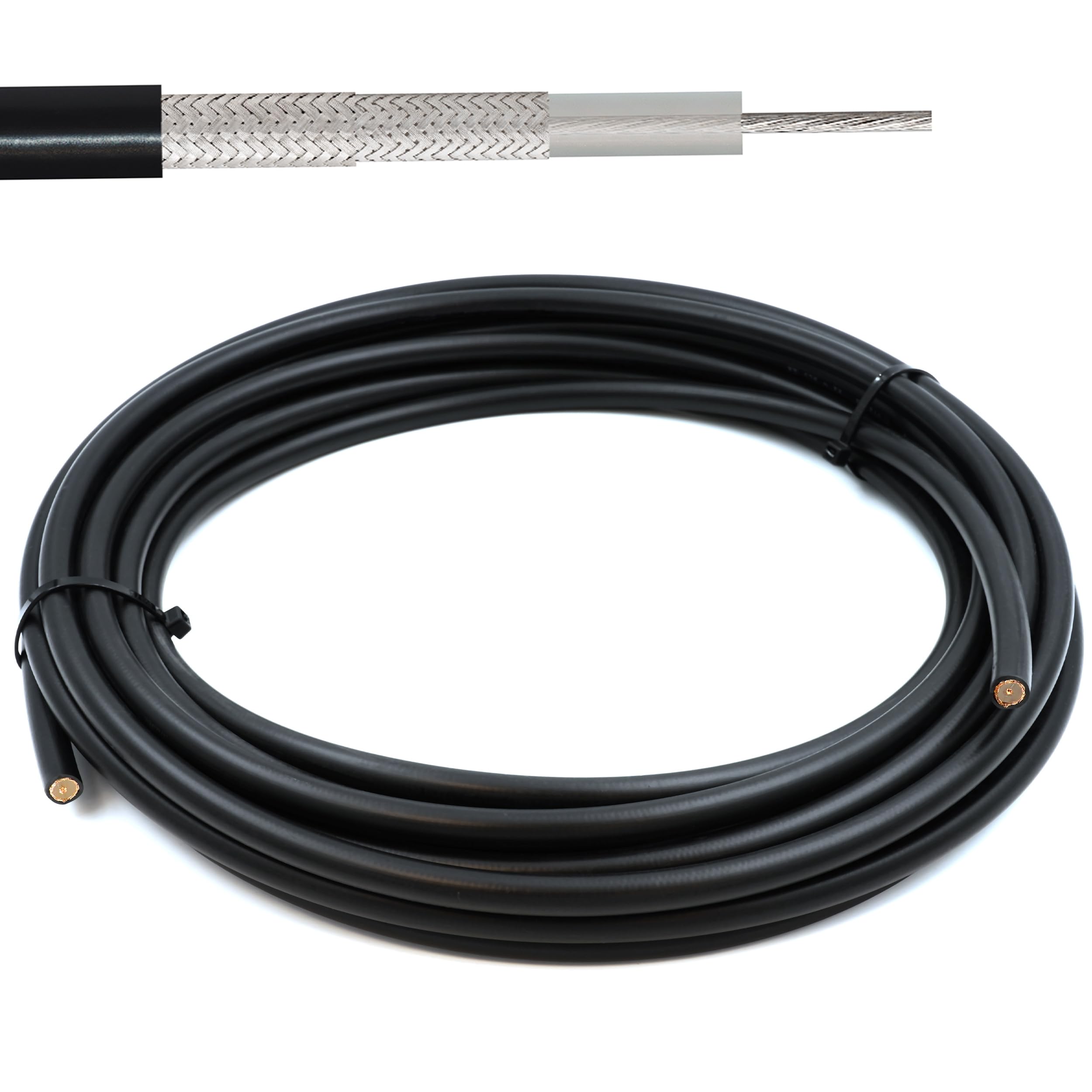 RG214 25m Câble coaxial — Cuivre argenté RG214U 50 Ohm RF Coax — compatible avec les connecteurs N Type SMA BNC TNC PL259 — pour VHF UHF CB Radio HAM Router Antenna 4G 5G — Fabriqué en Italie