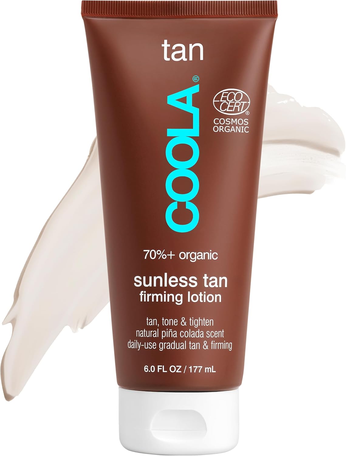 COOLA Organic Sunless Self Tanner Body Firming Lotion, Dermatologist Tested Anti-Aging Skin Care, Vegan and Non-GMO, Piña Colada, 6 Fl Oz
